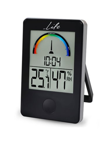 LIFE iTemp Black Thermometer/hygrometer with clock
