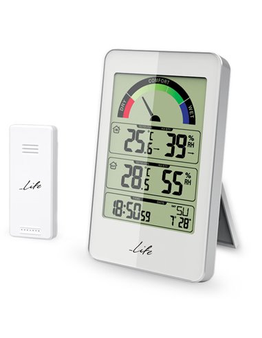 LIFE MONSOON Weather station with wireless outdoor sensor clock, white