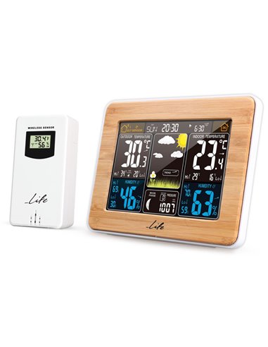 LIFE Rainforest Bamboo Edition Weather station with adaptor & wireless outdoor s