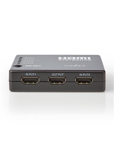 NEDIS VSWI3455BK HDMI Switch 5 Ports 5x HDMI Input 1x HDMI Output 1080p ABS Anth