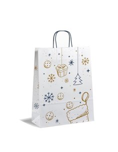 Next χάρτινη τσάντα "Christmas white" Υ35x26x12εκ.