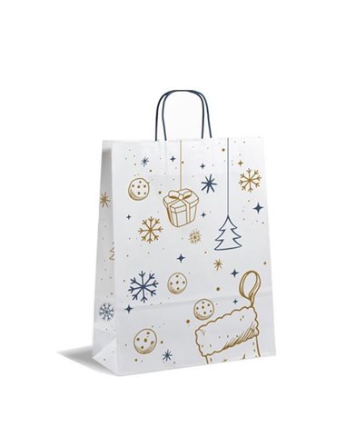 Next χάρτινη τσάντα "Christmas white" Υ35x26x12εκ.