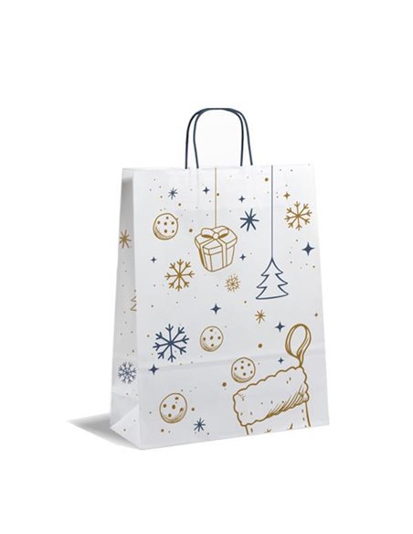 Next χάρτινη τσάντα "Christmas white" Υ35x26x12εκ.