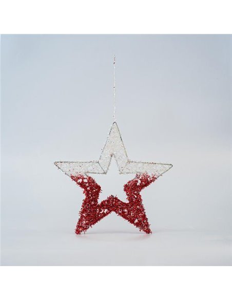 Αστέρι κρεμαστό, πλέγμα, λευκό-κόκκινο, 25εκ.