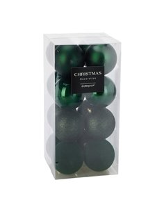 Σετ 16 χριστουγεννιάτικες μπάλες πράσινες Ø8εκ.