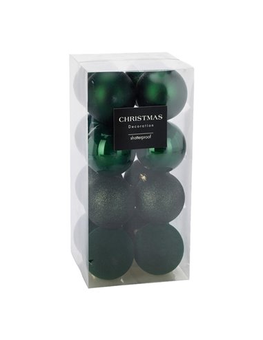 Σετ 16 χριστουγεννιάτικες μπάλες πράσινες Ø8εκ.