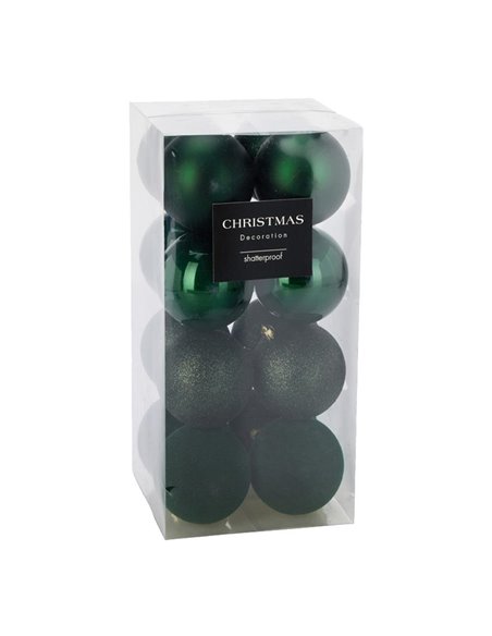 Σετ 16 χριστουγεννιάτικες μπάλες πράσινες Ø8εκ.