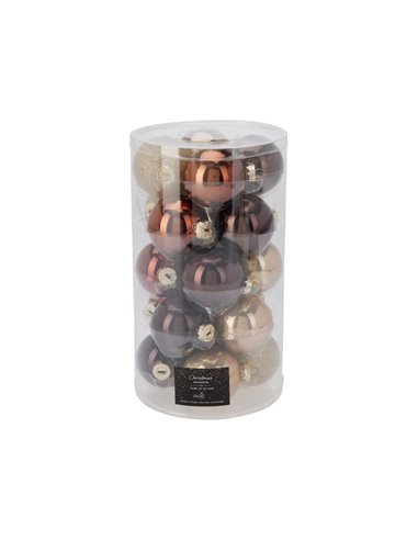 Σετ 20 χριστουγεννιάτικες γυάλινες μπάλες amber γκλίτερ Ø6εκ.