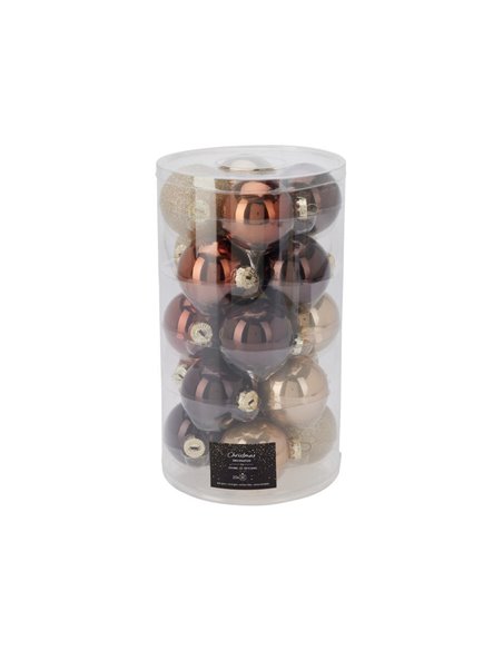 Σετ 20 χριστουγεννιάτικες γυάλινες μπάλες amber γκλίτερ Ø6εκ.