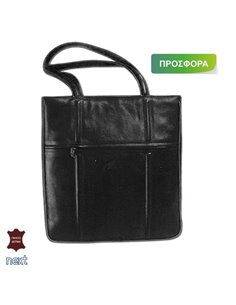 Δερμάτινη τσάντα γυναικεία 30x6x31.5εκ. μαύρη