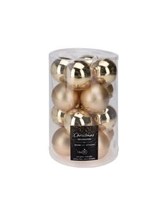 Σετ 16 χριστουγεννιάτικες γυάλινες μπάλες χρυσές Ø8εκ.