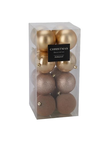 Σετ 16 χριστουγεννιάτικες μπάλες χρυσές Ø8εκ.