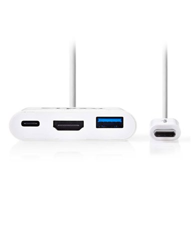 NEDIS CCGP64765WT02 USB-C Adapter, USB C Male - USB A Female+USB C Female+HDMI F