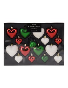 Σετ χριστουγεννιάτικα στολίδια-καρδιές 16 τεμαχίων,  3 σχεδίων παραδοσιακές