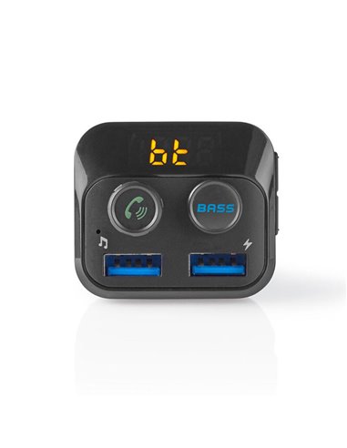 NEDIS CATR120BK Car FM Transmitter Bluetooth Bass Boost MicroSD Card Slot Hands-