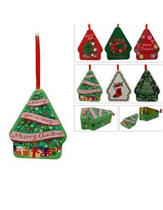 Χριστουγεννιάτικο στολίδια-κουτιά δεντράκια Υ10,5x4x8,5εκ. μεταλλικά κοκτέηλ 6 σχέδια