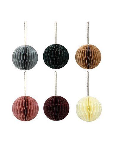 Χριστουγεννιάτικες μπάλες χάρτινες σετ 6 τμχ Ø8εκ.