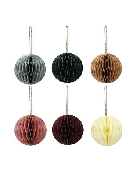 Χριστουγεννιάτικες μπάλες χάρτινες σετ 6 τμχ Ø8εκ.