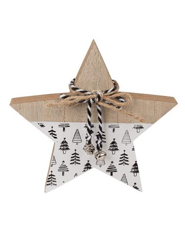 Χριστουγεννιάτικο διακοσμητικό αστέρι ξύλινο 15,5x15x2εκ.