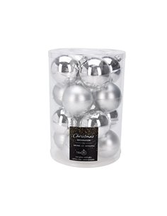 Σετ 16 χριστουγεννιάτικες γυάλινες μπάλες ασημί Ø8εκ.