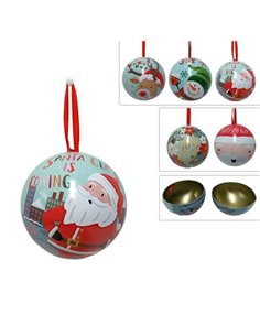 Χριστουγεννιάτικες μπάλες-κουτιά Ø10εκ. μεταλλικές κοκτέηλ 5 σχέδια