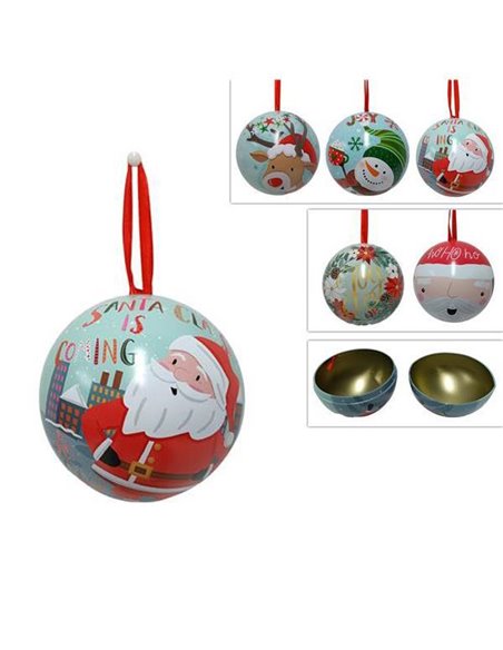 Χριστουγεννιάτικες μπάλες-κουτιά Ø10εκ. μεταλλικές κοκτέηλ 5 σχέδια