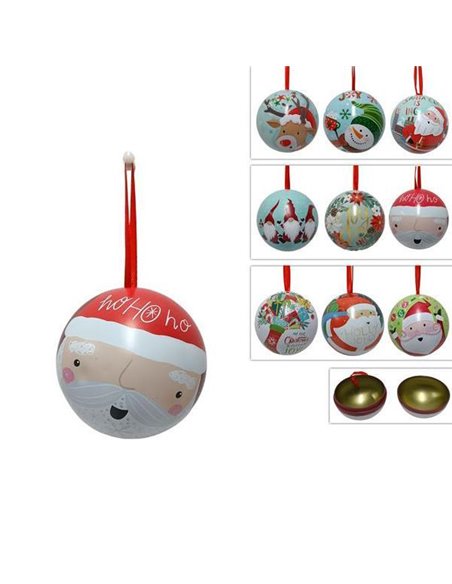 Χριστουγεννιάτικες μπάλες-κουτιά Ø8εκ. μεταλλικές κοκτέηλ 9 σχέδια