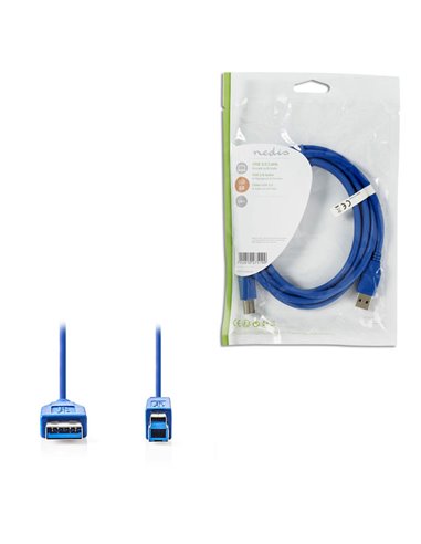 NEDIS CCGP61100BU20 USB 3.0 Cable A Male - B Male 2.0 m Blue