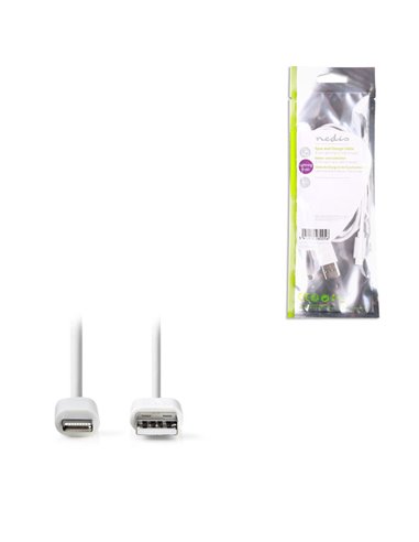 NEDIS CCGP39300WT10 Sync and Charge Cable, Apple Lightning 8-pin Male - USB A Ma