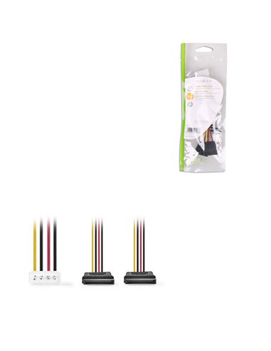 NEDIS CCGP73520VA015 Internal Power Cable Molex Male-2x SATA 15-pin Female 0.15m