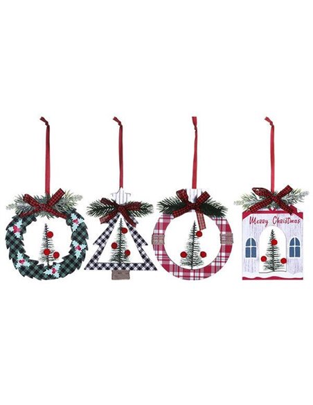 Χριστουγεννιάτικα στολίδια ξύλινα Ø13εκ. κοκτέηλ 3 σχέδια