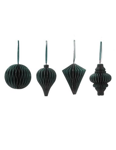 Χριστουγεννιάτικα στολίδια χάρτινα σετ 4 τμχ Ø8-10εκ. πράσινα
