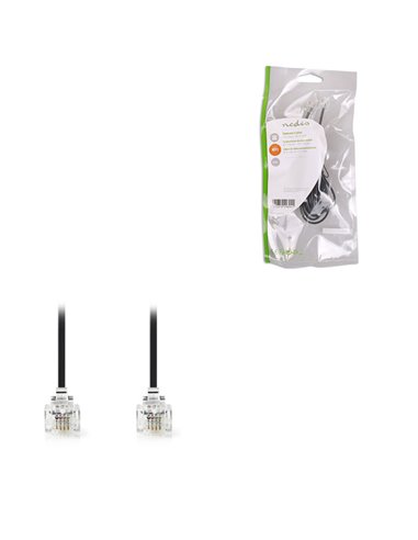 NEDIS TCGP90200BK20 Telecom Cable RJ11 Male - RJ11 Male 2.0 m Black