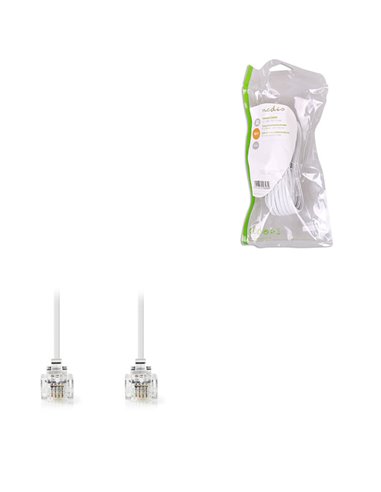 NEDIS TCGP90200WT50 Telecom Cable RJ11 Male - RJ11 Male 5.0 m White