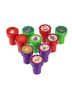 Σφραγίδες χριστουγεννιάτικες πολύχρωμες, σετ 10 τμχ. Ø2,5x3,5εκ.