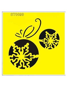 Στένσιλ πλαστικό "Χριστουγεννιάτικες μπάλες" 16x16εκ.  (ST0099A)