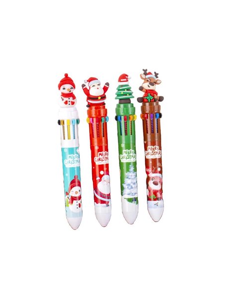 Χριστουγεννιάτικο στυλό 10 χρωμάτων σε 4 σχέδια κοκτέηλ Υ15εκ.