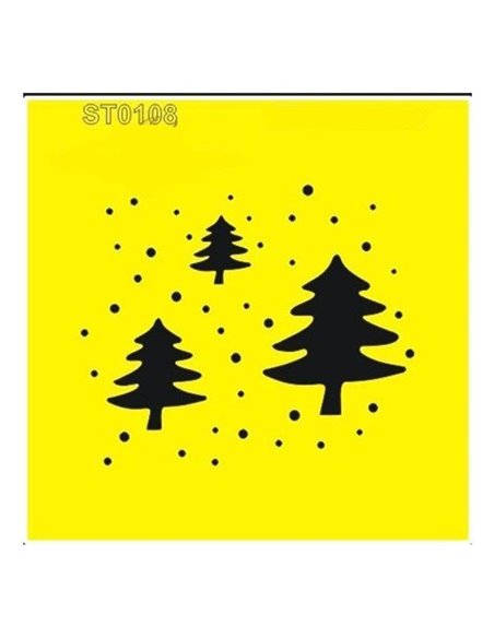 Στένσιλ πλαστικό "Χριστουγεννιάτικα δέντρα" 16x16εκ.  (ST0108A)