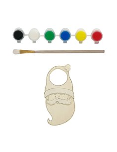 Ξύλινο κρεμαστό σετ ζωγραφικής Υ29x14x2εκ Άγιος Βασίλης με 6 νερομπογιές και πινέλο