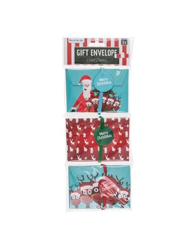 Χριστουγγενιάτικος φάκελος δώρου για χρήματα 11x8x1εκ. σετ 3 τμχ.