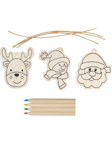 Σετ ζωγραφικής χριστουγεννιάτικο με 4 χρωματιστές ξυλομπογιές και στολίδια 9,1x0,9x9εκ.