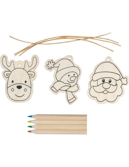 Σετ ζωγραφικής χριστουγεννιάτικο με 4 χρωματιστές ξυλομπογιές και στολίδια 9,1x0,9x9εκ.