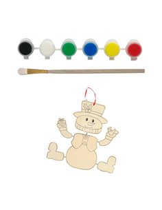 Σετ ζωγραφικής με ξύλινο χιονάνθρωπο Υ24x22x1,5εκ. και 6 νερομπογιές με πινέλο