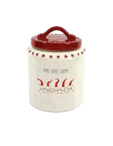 Χριστουγεννιάτικο διακοσμητικό κουτί για μπισκότα κεραμικό Υ19xØ14,5εκ.