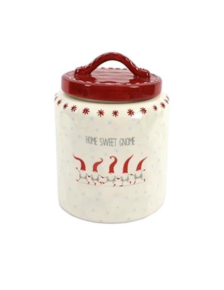 Χριστουγεννιάτικο διακοσμητικό κουτί για μπισκότα κεραμικό Υ19xØ14,5εκ.