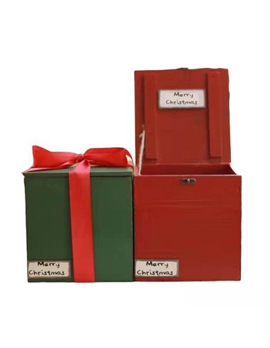 Χριστουγεννιάτικο ξύλινο διακοσμητικο κουτί 20x20xΥ21εκ.