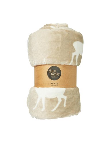 Κουβέρτα τάρανδοι μπεζ 200x150εκ.