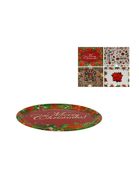Χριστουγεννιάτικη πιατέλα κοκτέηλ 4 σχεδίων Ø34,5εκ.