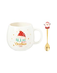 Κούπα 550ml με κουτάλι Christmas Coffee πορσελάνη