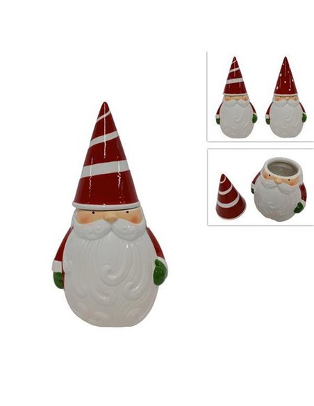 Χριστουγεννιάτικο διακοσμητικό κουτί για μπισκότα κεραμικό με τον Αγιο Βασίλη Υ28xØ14εκ. κοκτέηλ 2 χρώματα